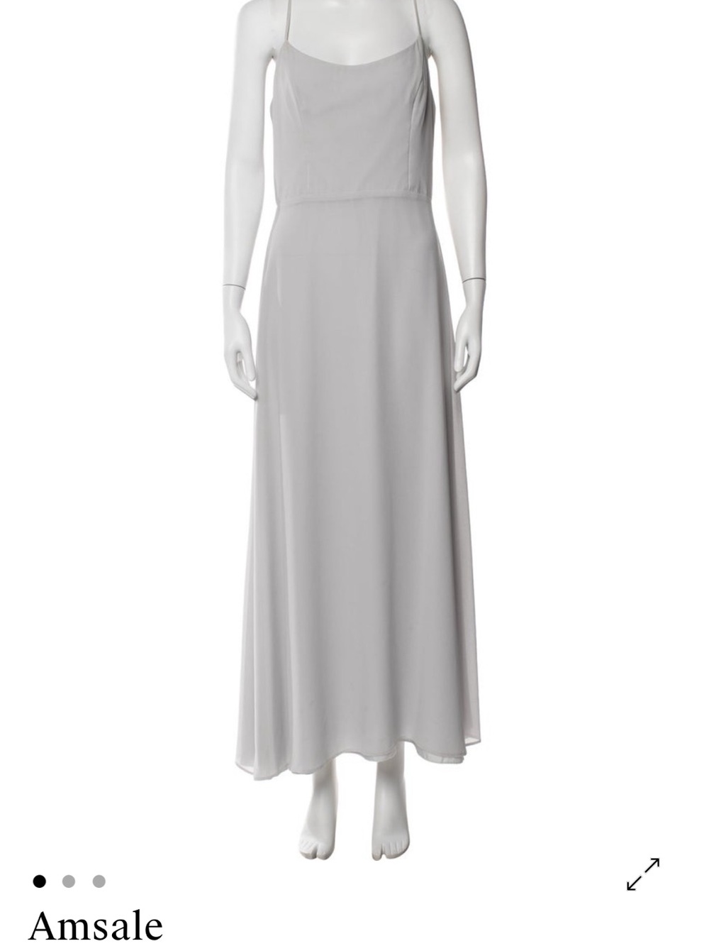 Amsale Light Silver Halter-Back Maxi Dress